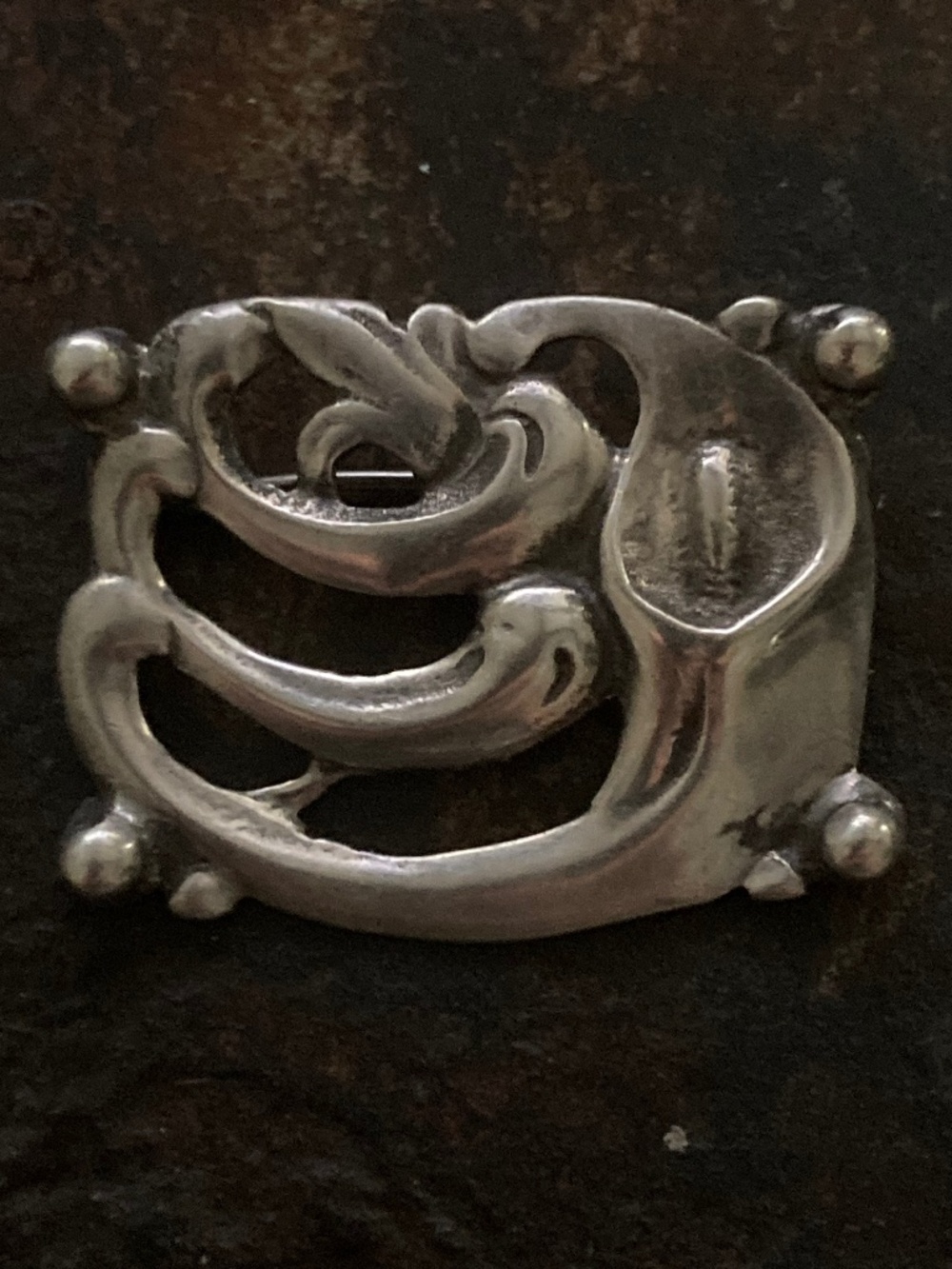 Vintage Art Nouveau Sterling Calla Lily Brooch - stamped STERLING